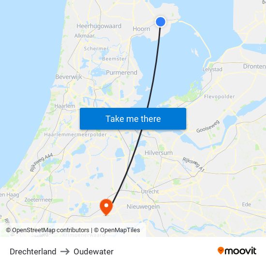 Drechterland to Oudewater map