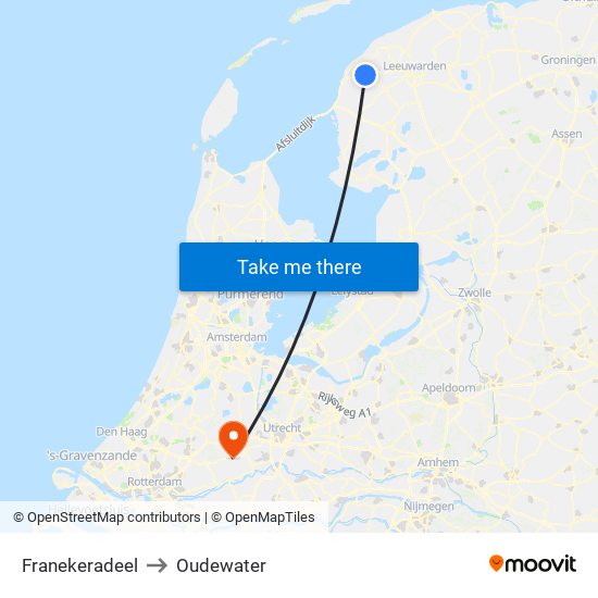 Franekeradeel to Oudewater map