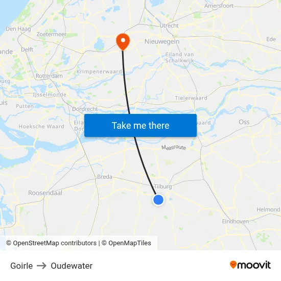 Goirle to Oudewater map