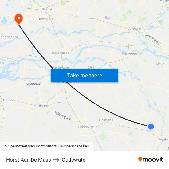 Horst Aan De Maas to Oudewater map