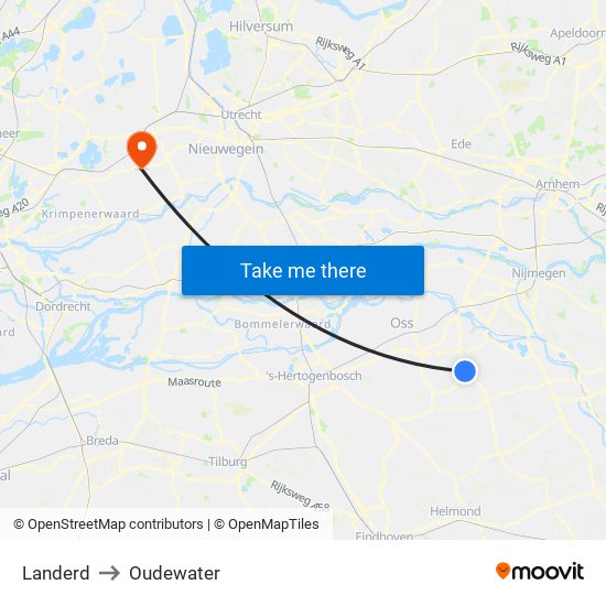 Landerd to Oudewater map
