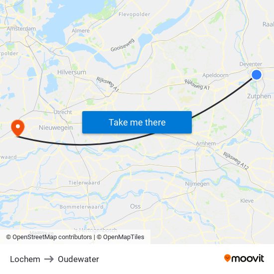 Lochem to Oudewater map