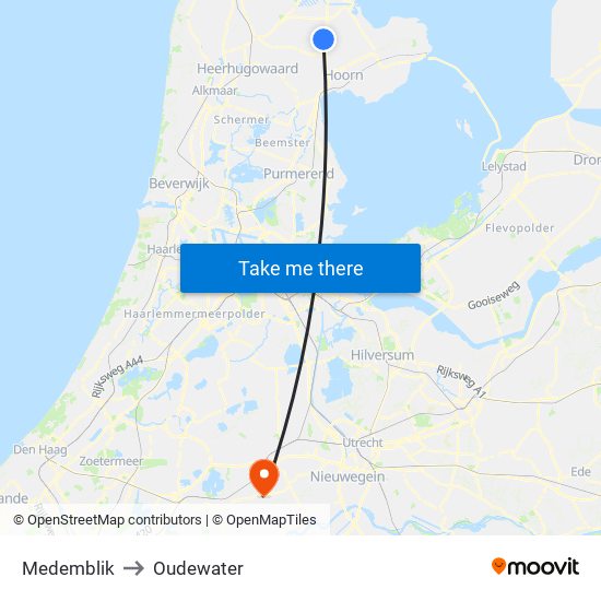 Medemblik to Oudewater map