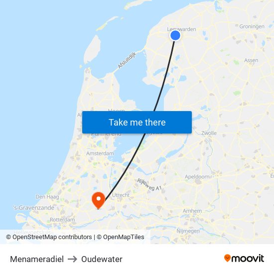 Menameradiel to Oudewater map