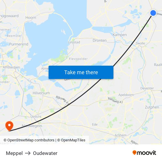 Meppel to Oudewater map