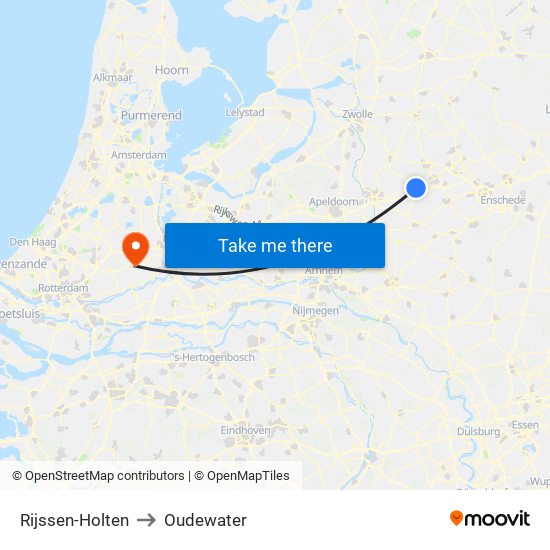 Rijssen-Holten to Oudewater map