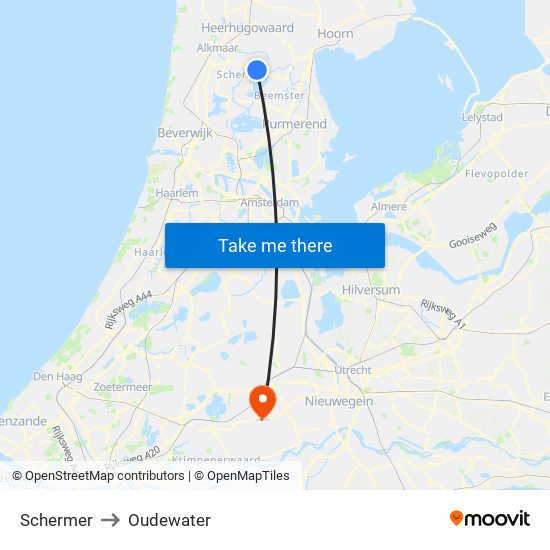 Schermer to Oudewater map