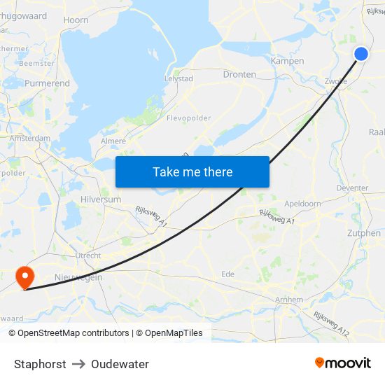 Staphorst to Oudewater map