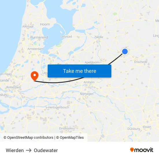 Wierden to Oudewater map