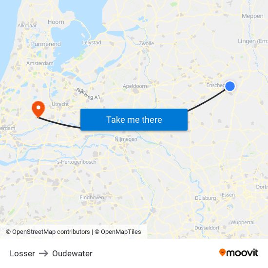 Losser to Oudewater map