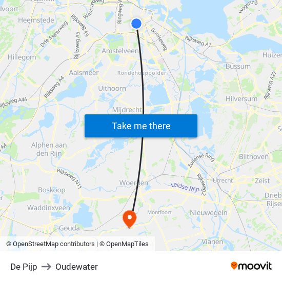 De Pijp to Oudewater map