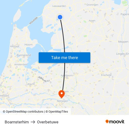 Boarnsterhim to Overbetuwe map