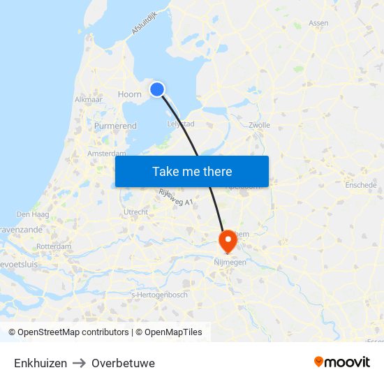 Enkhuizen to Overbetuwe map