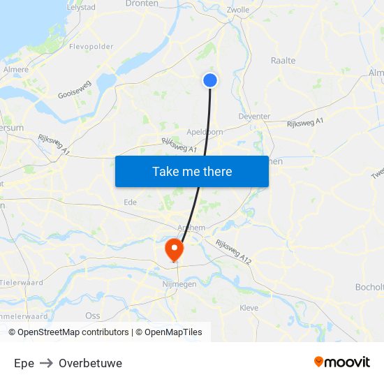 Epe to Overbetuwe map