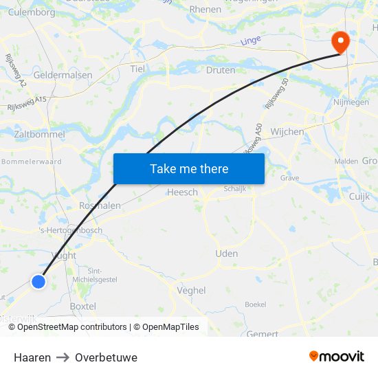 Haaren to Overbetuwe map