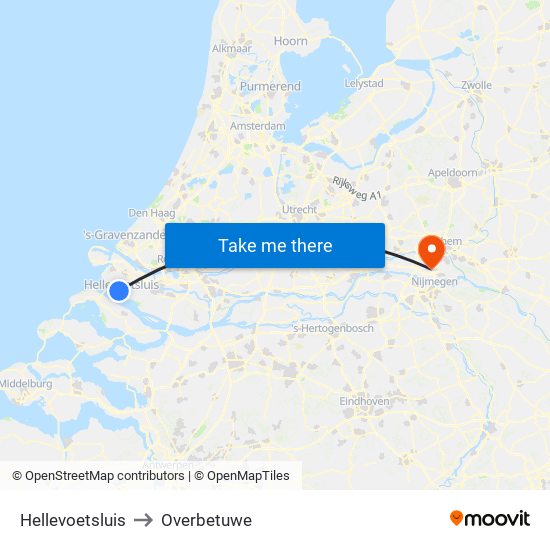 Hellevoetsluis to Overbetuwe map