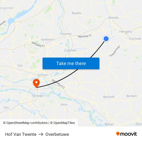 Hof Van Twente to Overbetuwe map