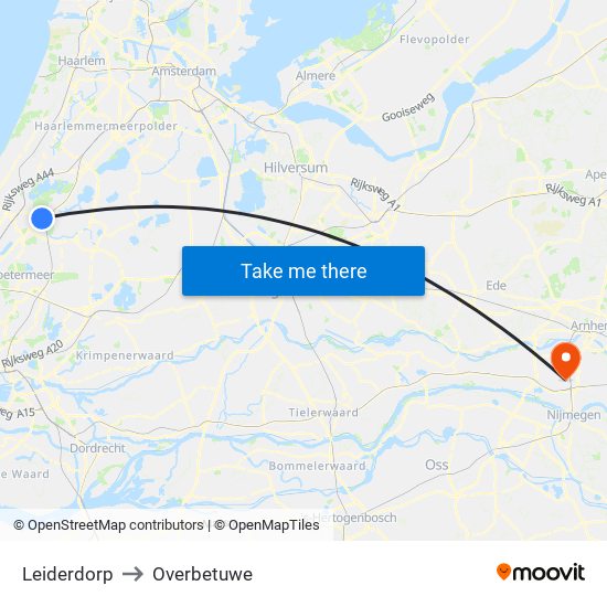 Leiderdorp to Overbetuwe map