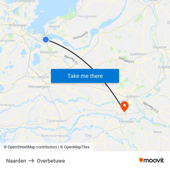 Naarden to Overbetuwe map