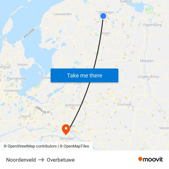 Noordenveld to Overbetuwe map