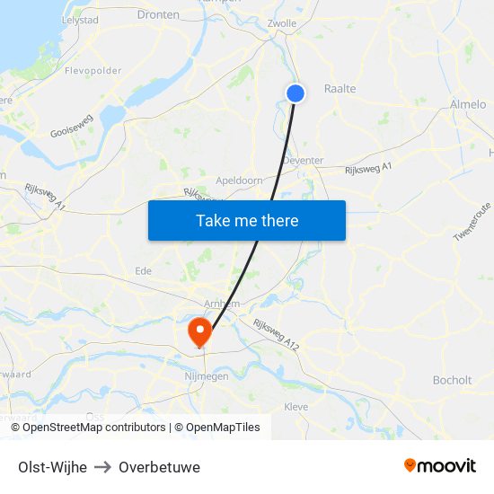 Olst-Wijhe to Overbetuwe map