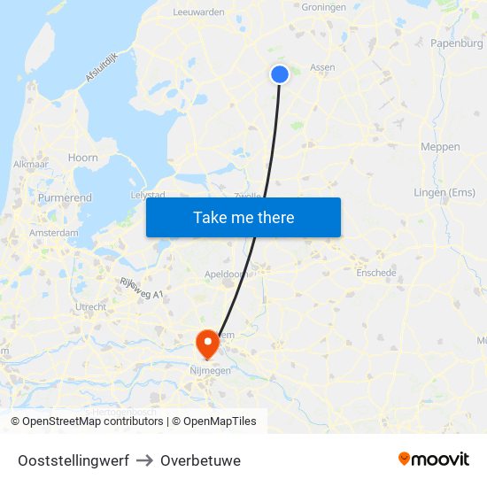 Ooststellingwerf to Overbetuwe map