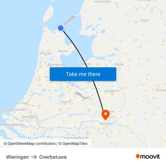 Wieringen to Overbetuwe map