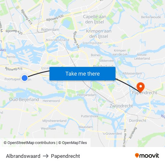 Albrandswaard to Papendrecht map