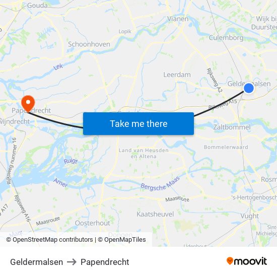 Geldermalsen to Papendrecht map