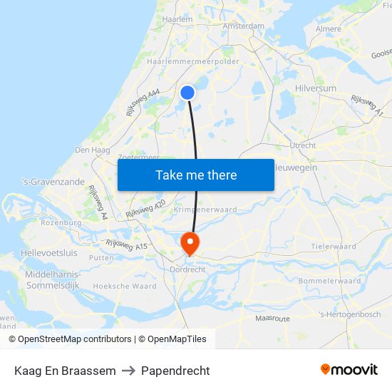 Kaag En Braassem to Papendrecht map