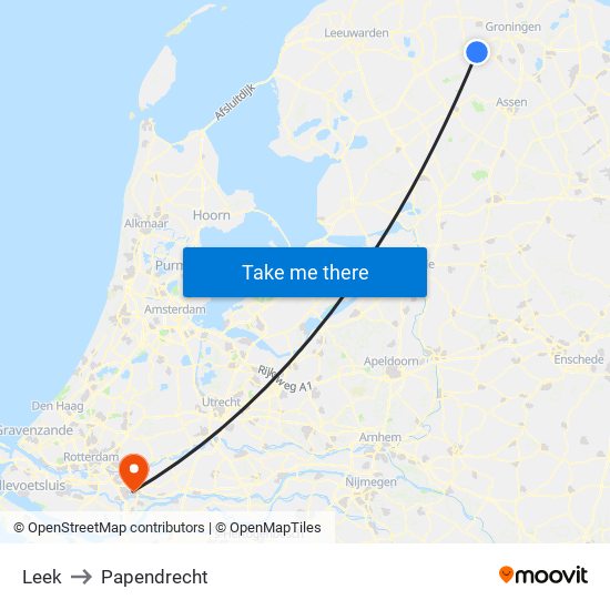 Leek to Papendrecht map