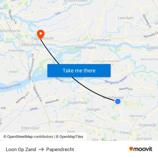 Loon Op Zand to Papendrecht map