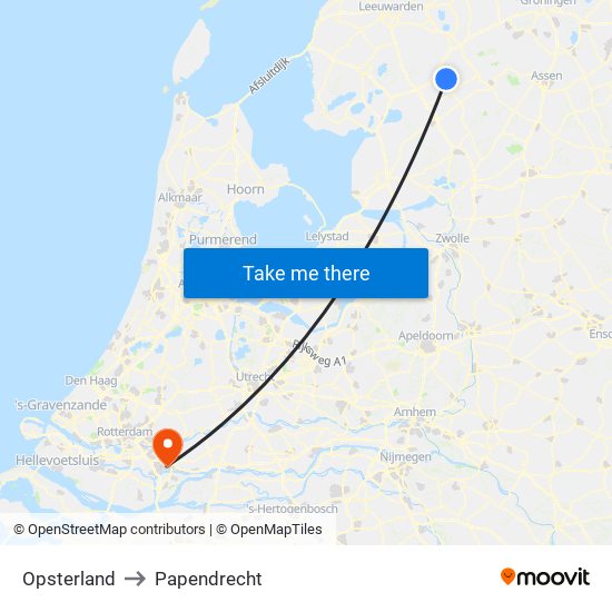 Opsterland to Papendrecht map