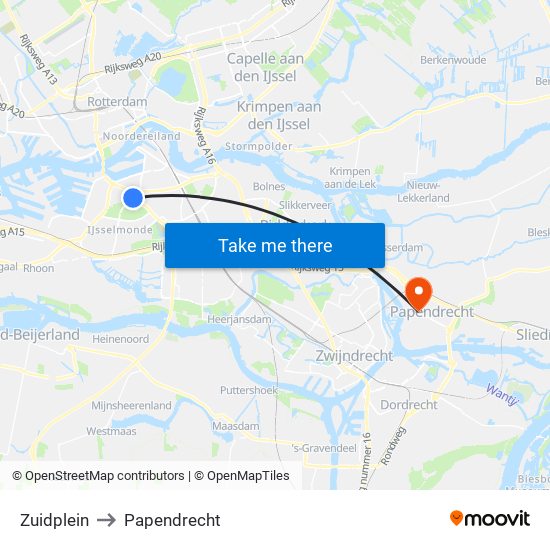 Zuidplein to Papendrecht map