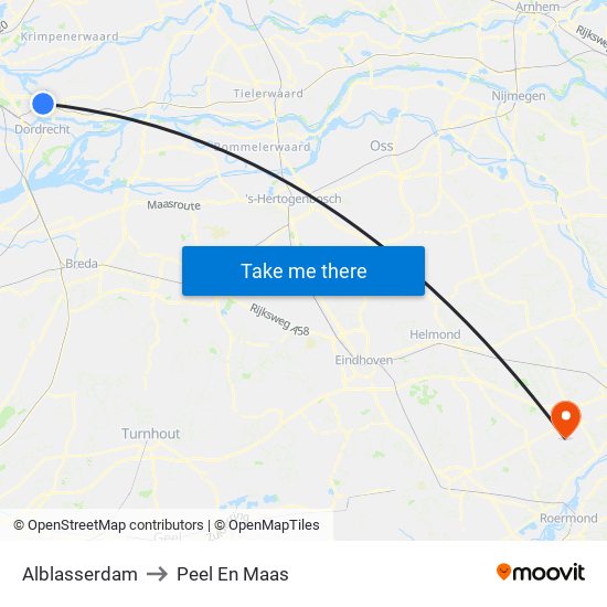 Alblasserdam to Peel En Maas map