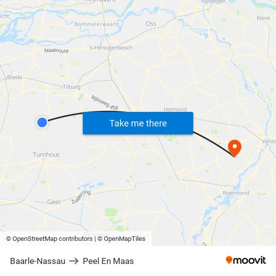 Baarle-Nassau to Peel En Maas map