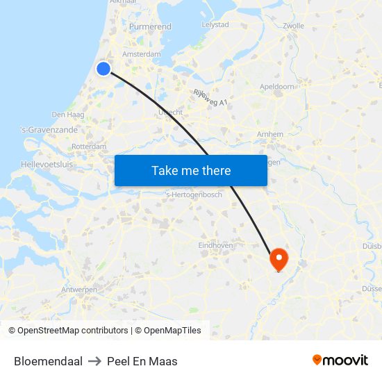 Bloemendaal to Peel En Maas map