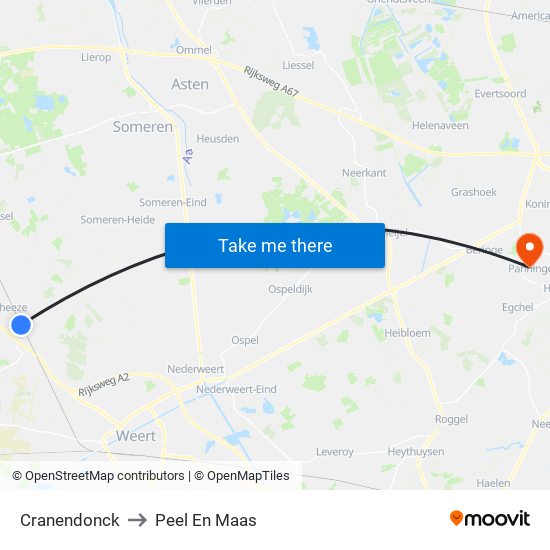 Cranendonck to Peel En Maas map