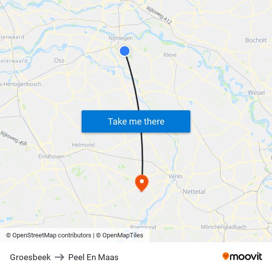 Groesbeek to Peel En Maas map