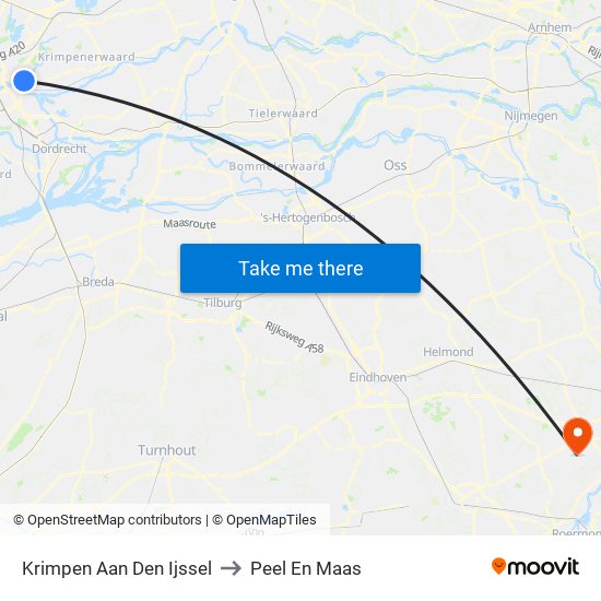 Krimpen Aan Den Ijssel to Peel En Maas map