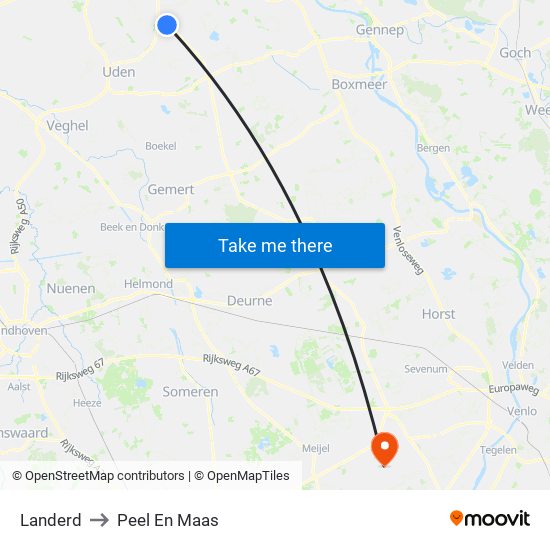 Landerd to Peel En Maas map