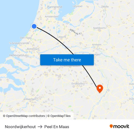 Noordwijkerhout to Peel En Maas map