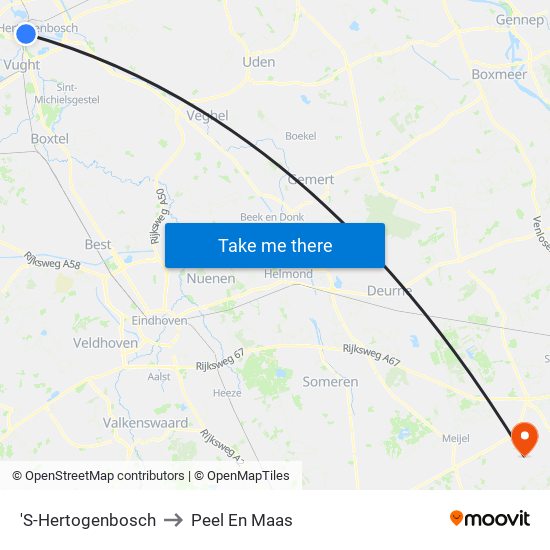 'S-Hertogenbosch to Peel En Maas map