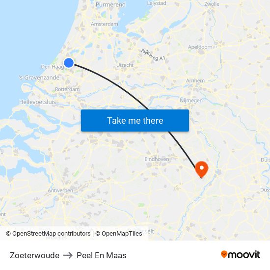 Zoeterwoude to Peel En Maas map