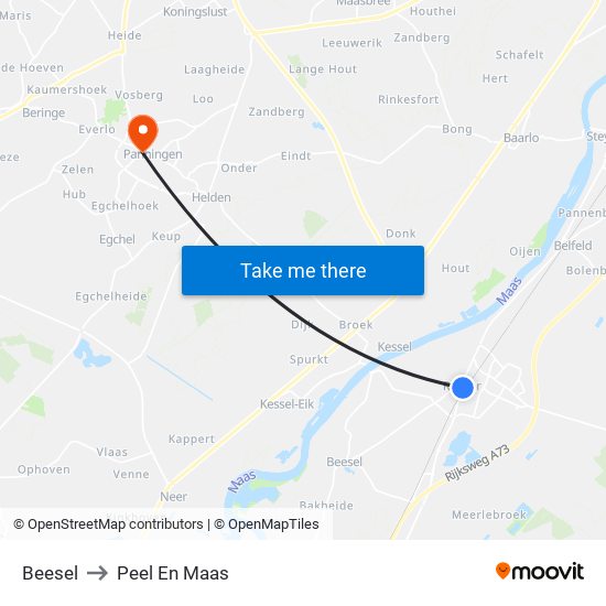 Beesel to Peel En Maas map