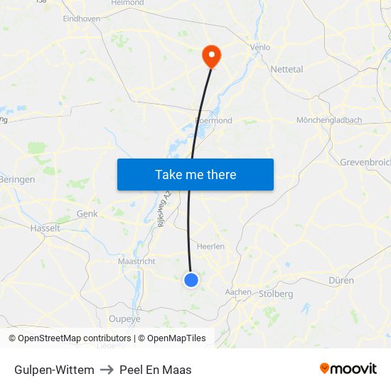 Gulpen-Wittem to Peel En Maas map