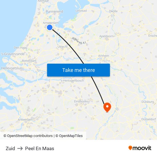 Zuid to Peel En Maas map