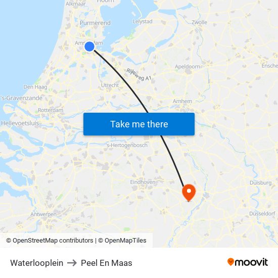 Waterlooplein to Peel En Maas map