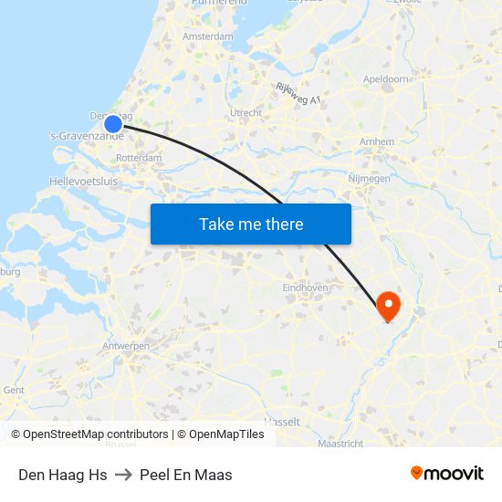 Den Haag Hs to Peel En Maas map