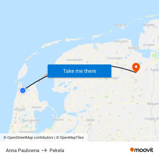 Anna Paulowna to Pekela map